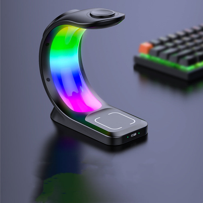 4 In 1 Magnetic Wireless Charger Fast Charging For Smart Phone Atmosphere Light Charging Station For Airpods Pro I-phone Watch - Cnt Tech