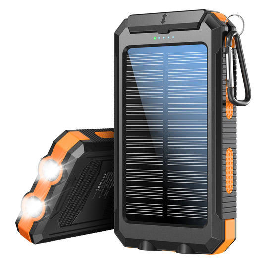 Solar Power Bank 20100mAh, 20W PD Fast Charging Portable Charger with Built-in 4 Cables, Dual LED Flashlights & Solar Panel Backup for Outdoor Camping, Hiking, and Emergency - Cnt Tech